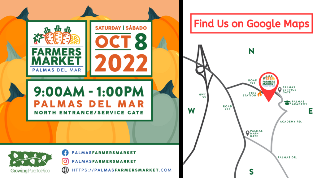 Palmas Farmers Market 2022 October 8 header image with map