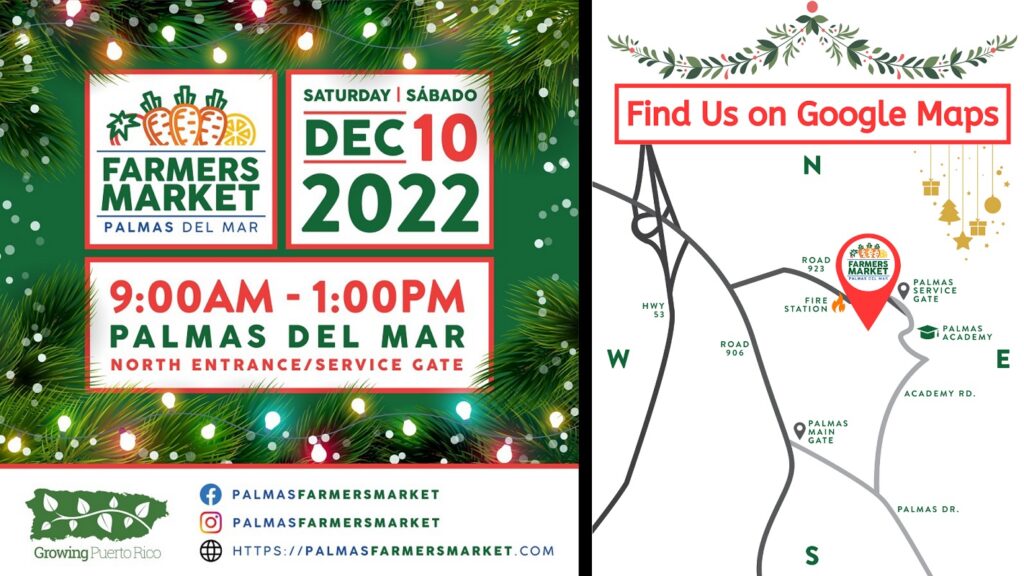 Palmas Farmers Market 2022 December 10 header image with map