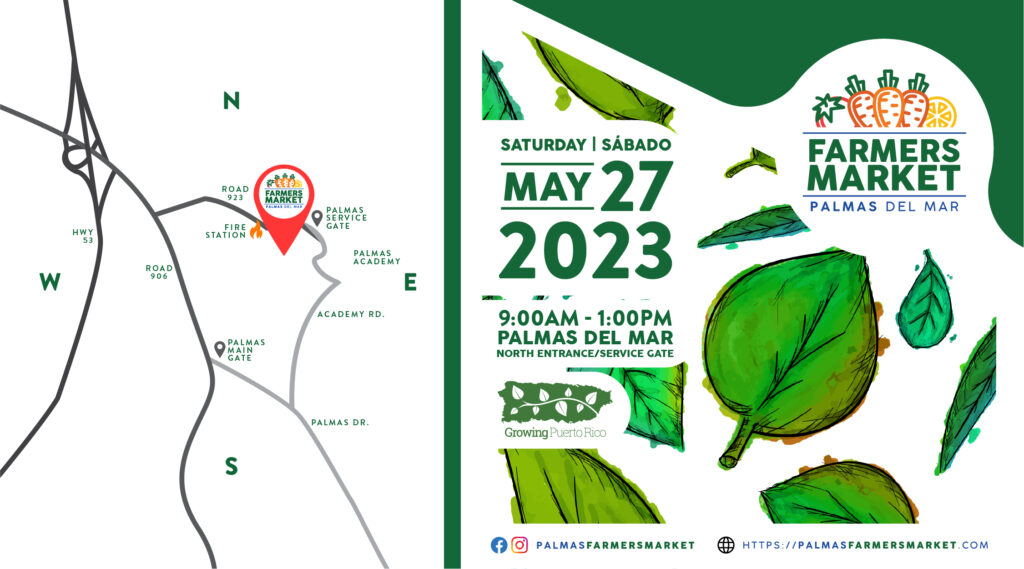 Palmas Farmers Market 2023 May 27 header with map