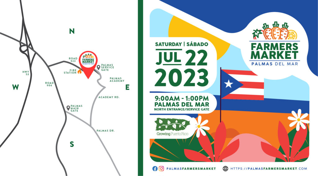 Palmas Farmers Market 2023 July 22 header image with map