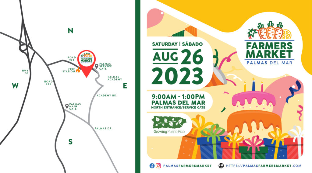 Palmas Farmers Market 2023 Aug 26 header image with map