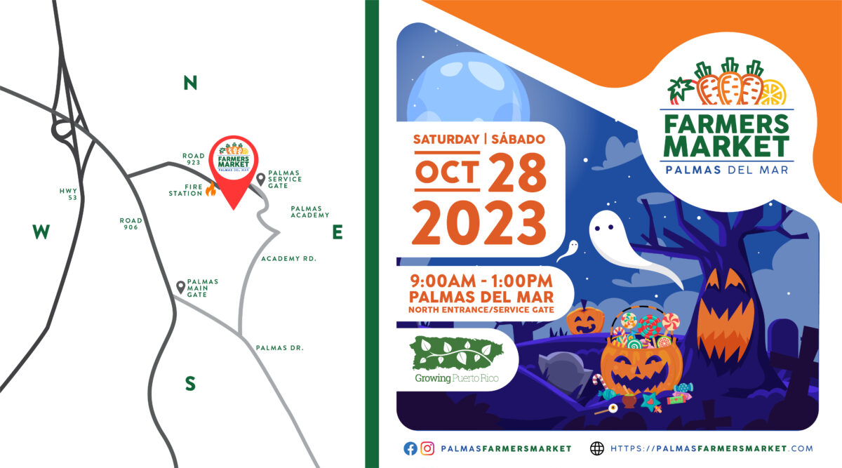 Palmas Farmers Market header with map 2023 October 28