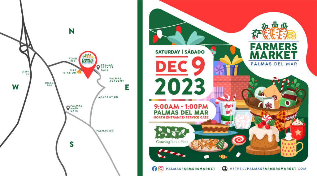 Palmas Farmers Market 2023 December 9 header image with map