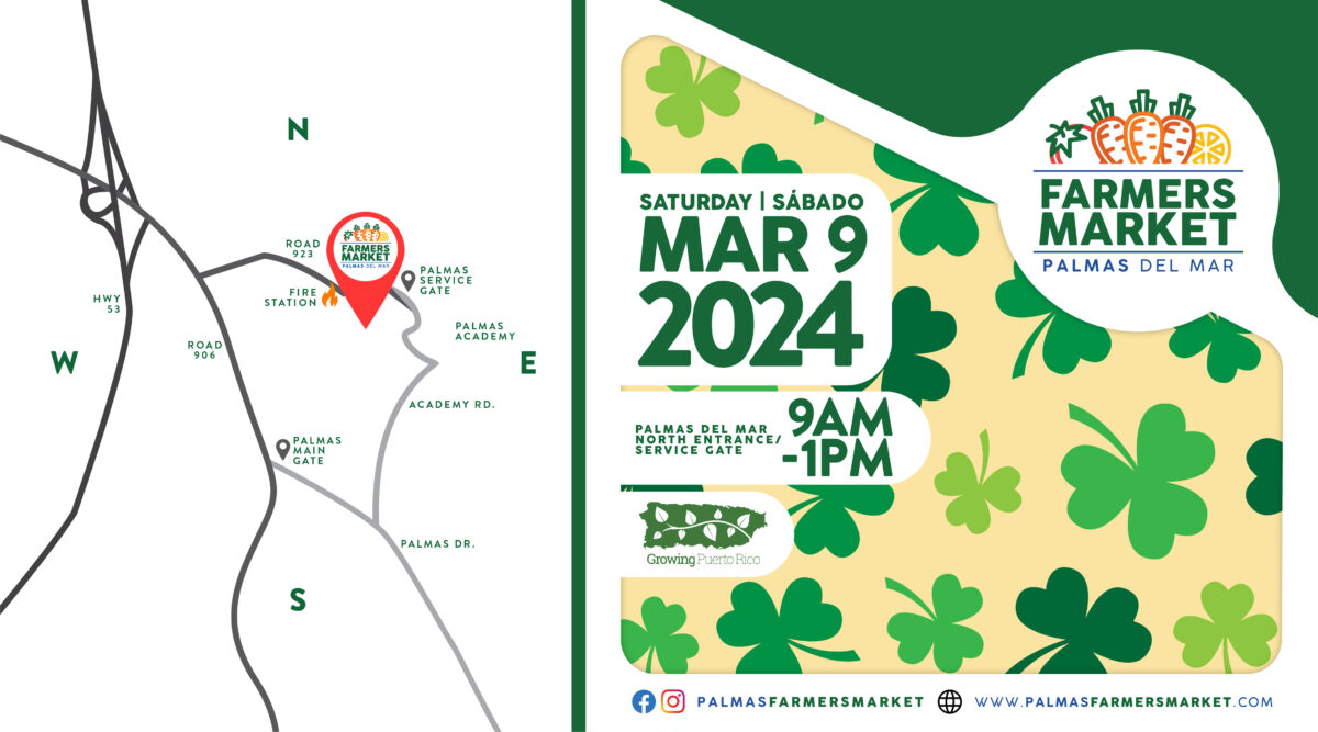 Palmas Farmers Market 2024 March 9 header image with map