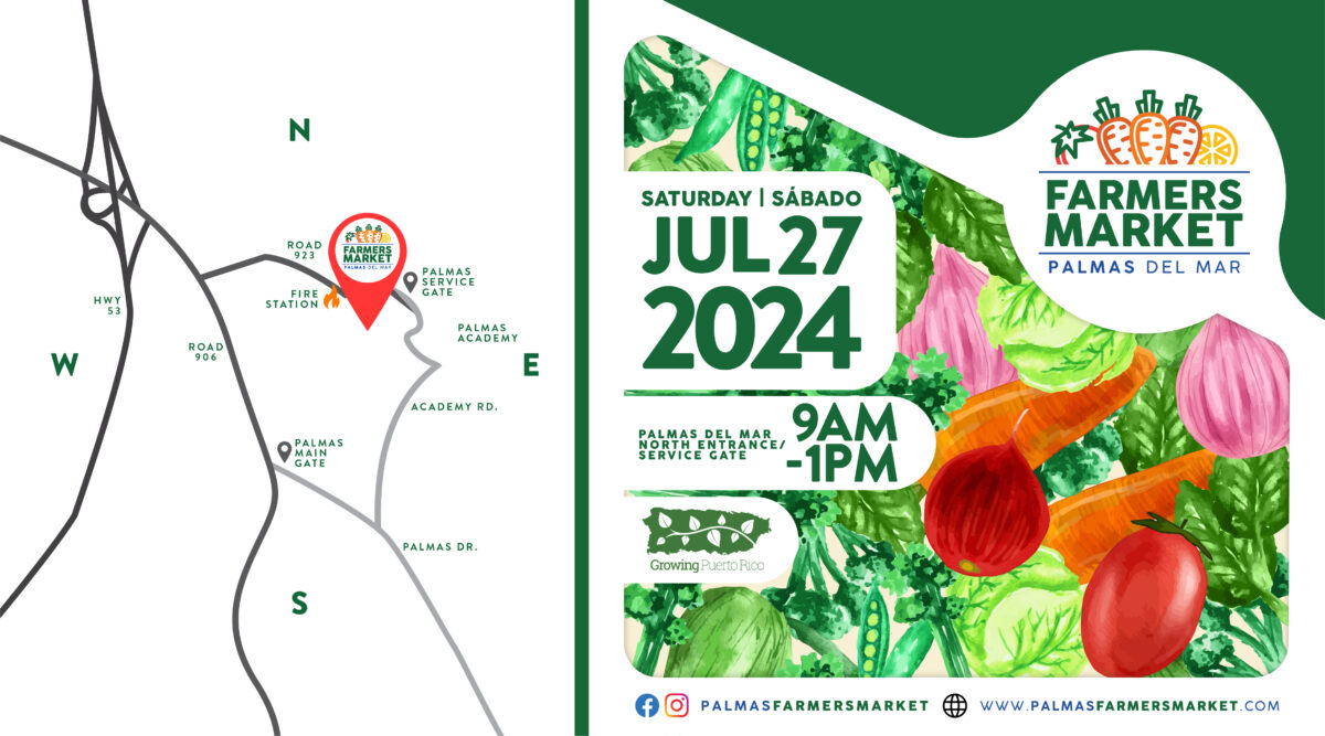 2024 July 27 Palmas Farmers Market promotion with map