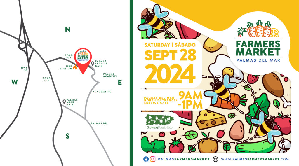 Palmas Farmers Market 2024 September 28 promotion image with map