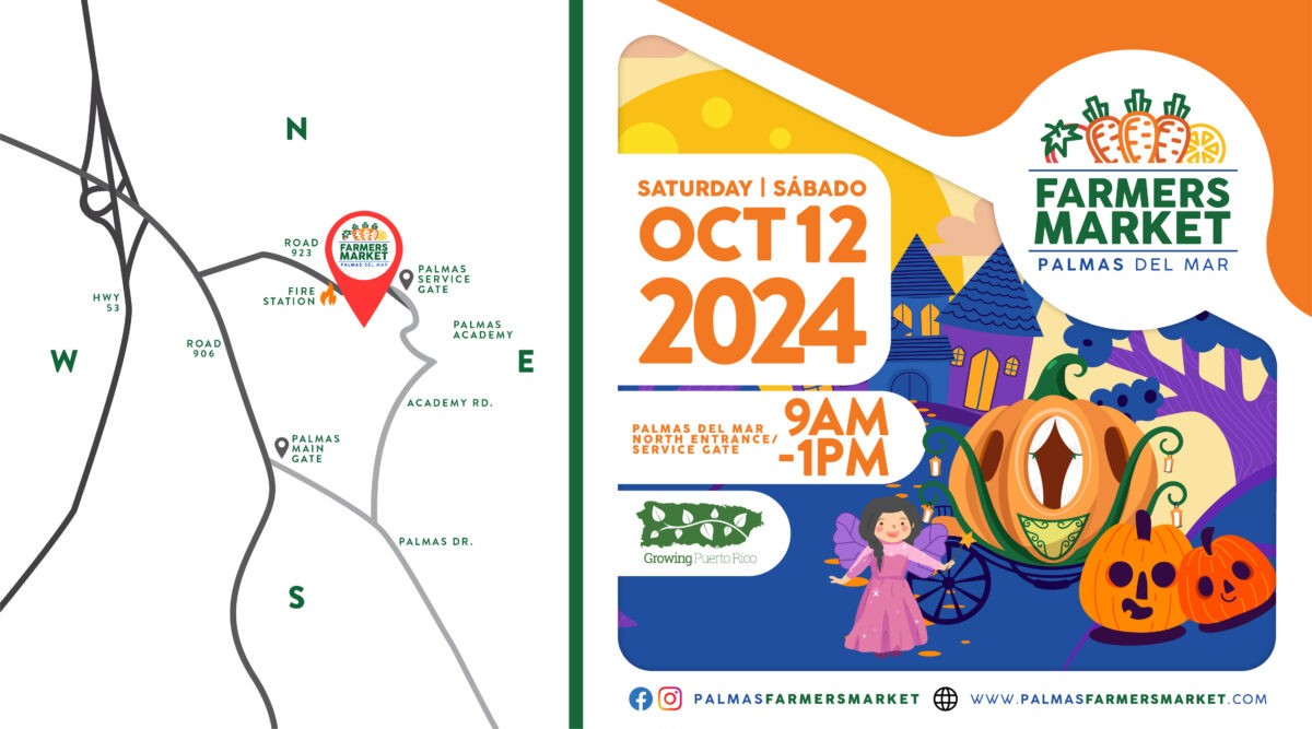 Palmas Farmers Market 2024 October 12 promo with map