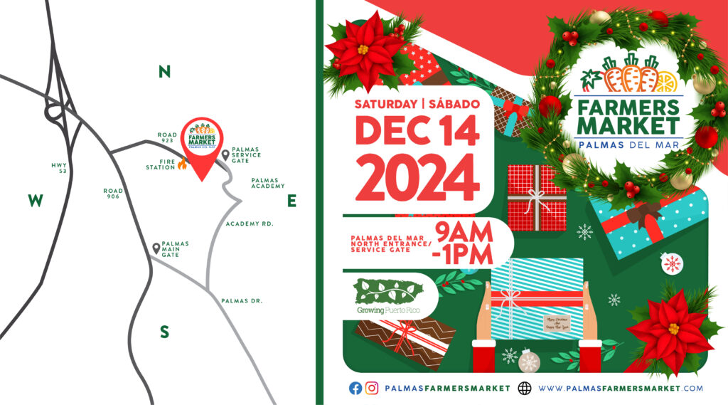 Palmas Farmers Market 2024 December 14 promo with map