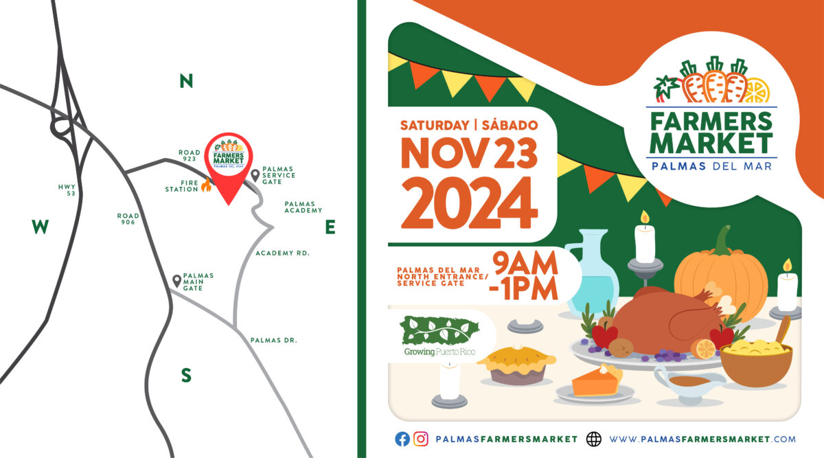 Palmas Farmers Market 2024 November 23 promo with map