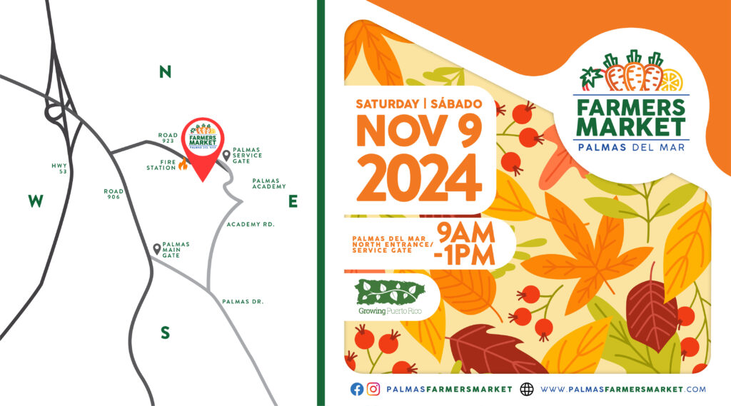 Palmas Farmers Market 2024 November 9 promo with map