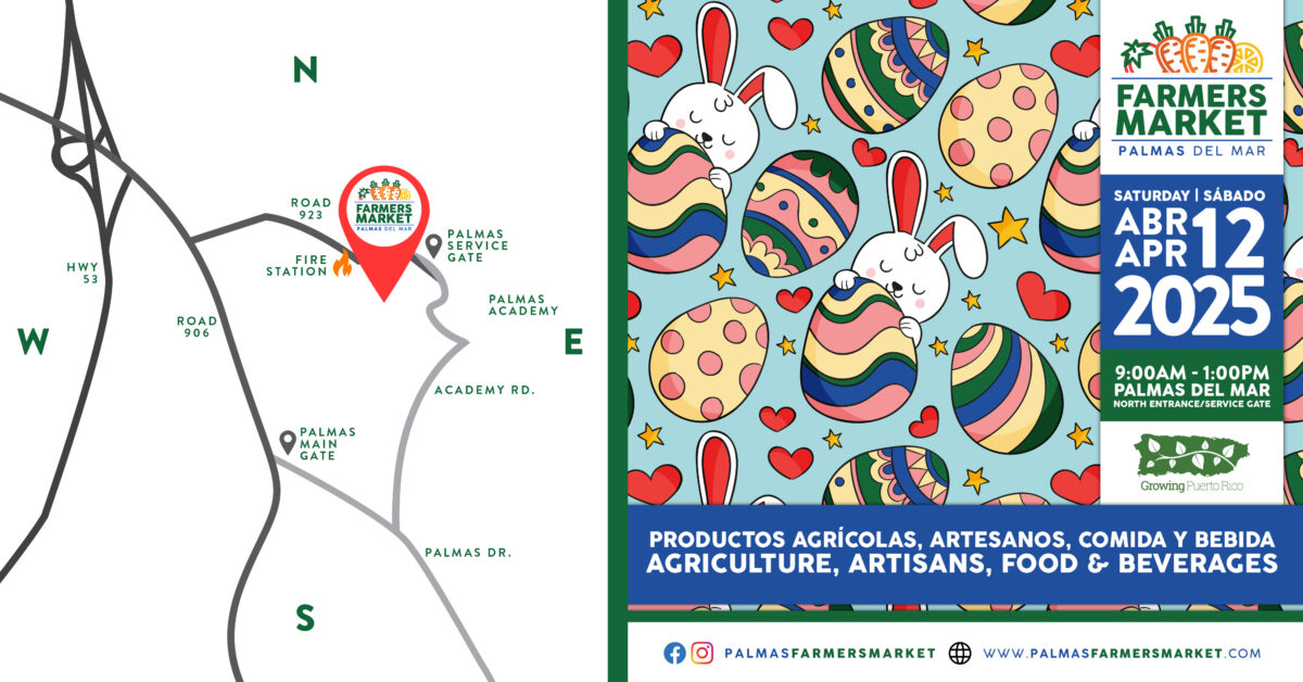 Palmas Farmers Market 2025 April 12 promo with map
