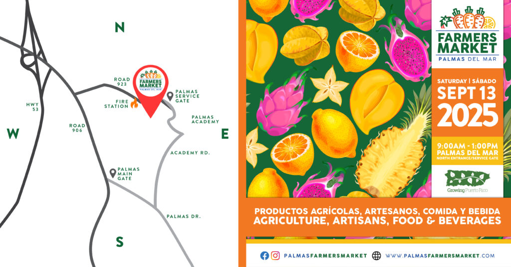 Palmas Farmers Market 2025 September 13 promot with map