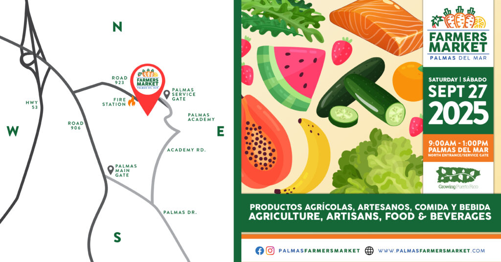 Palmas Farmers Market 2025 September 27 promo with map