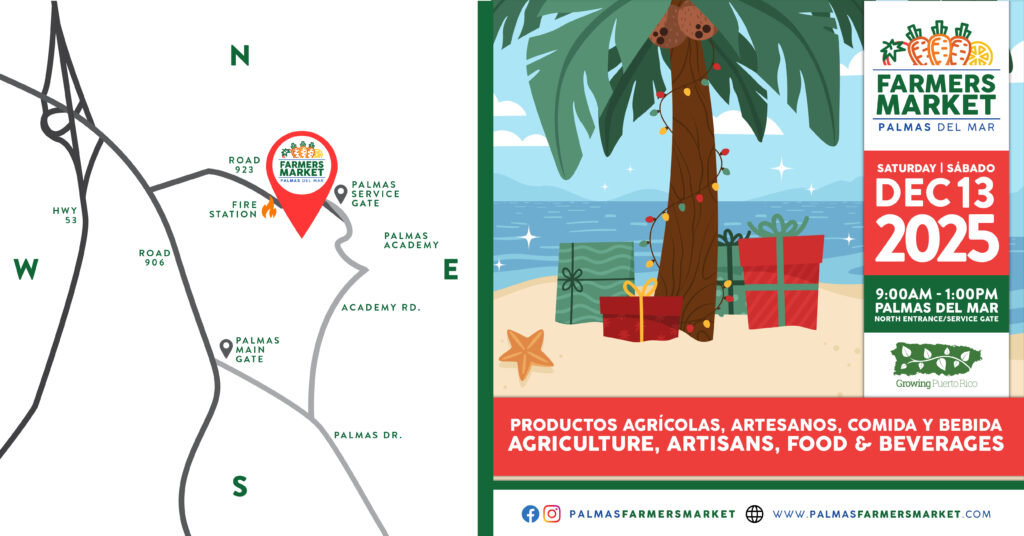 Palmas Farmers Market 2025 Decmeber 13 promo with map