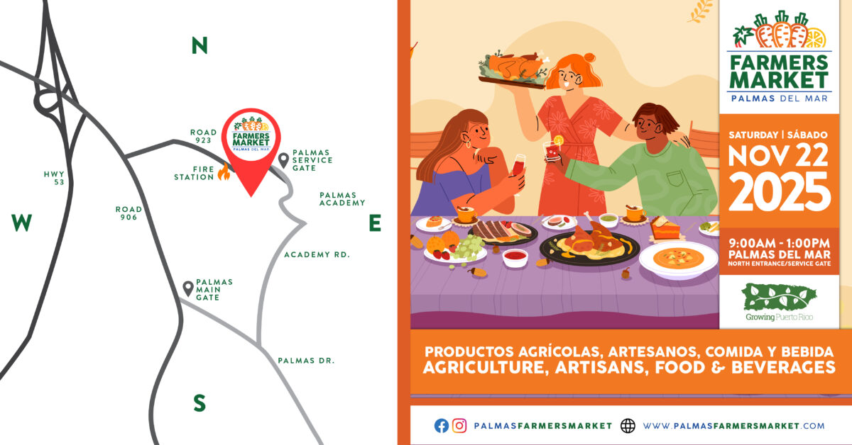 Palmas Farmers Market 2025 November 22 promo with map