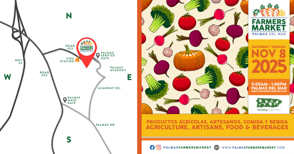 Palmas Farmers Market 2025 November 8 promo with map