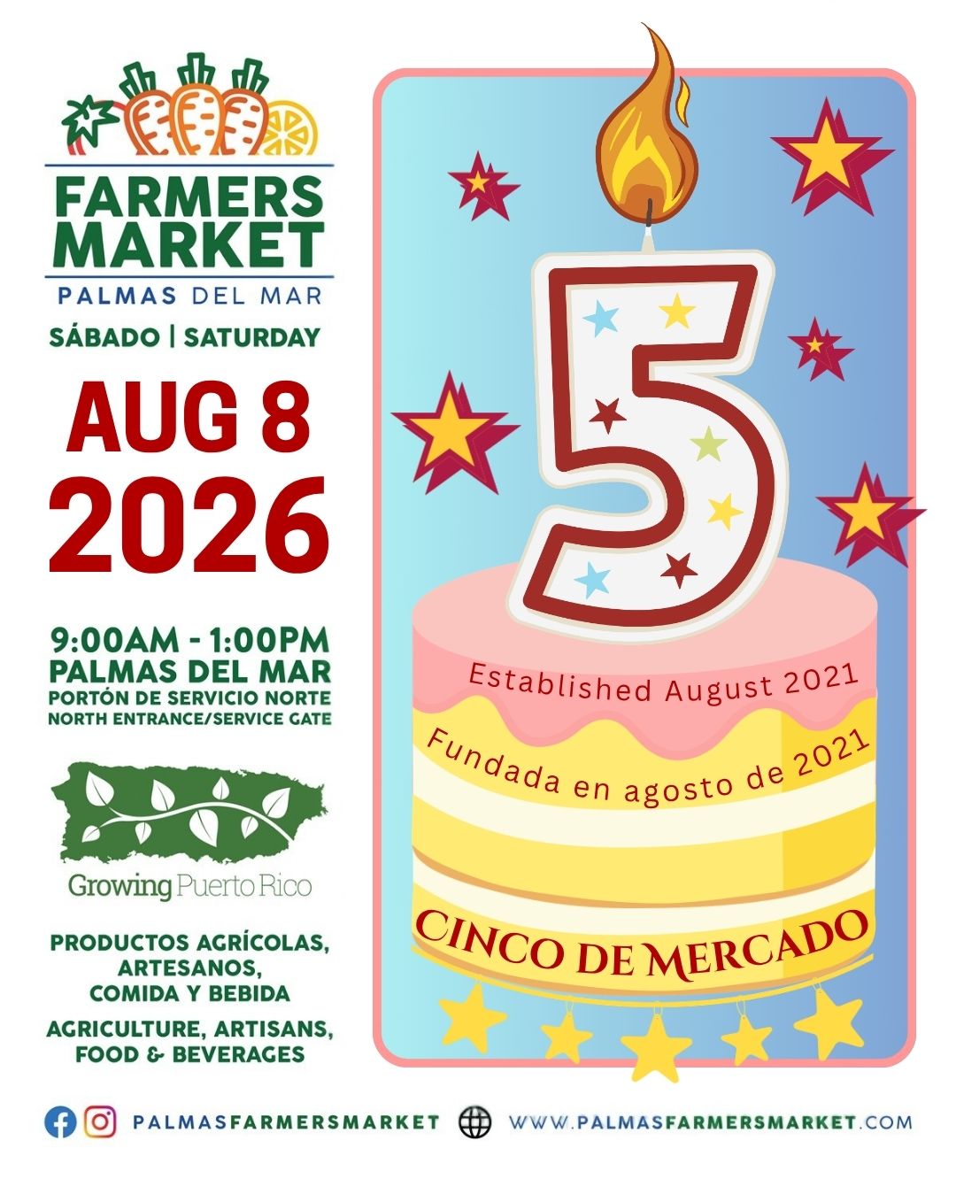 2026 August 8 Palmas Farmers Market Cince de Mercado promo